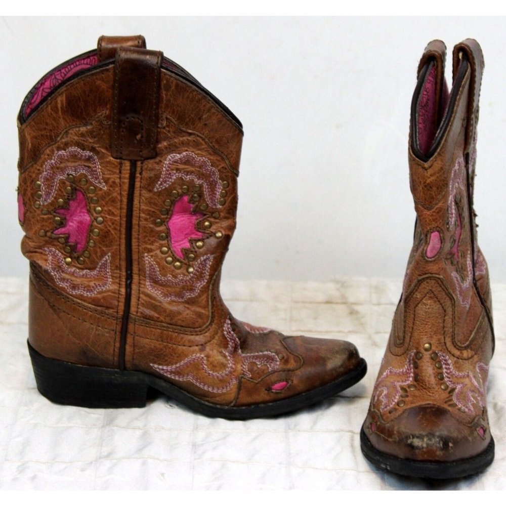Smokey Mountain Cowboy Cowgirl boots Western Pink Girls 8.5R Country Horseback